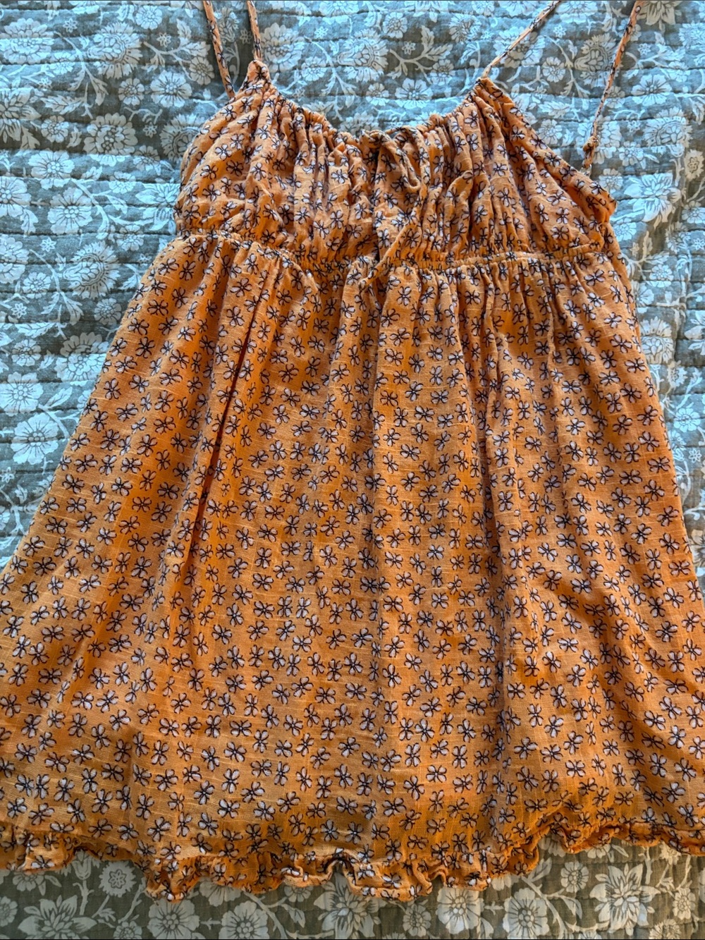 Sunset Orange Floral Mini Dress with Adjustable Straps